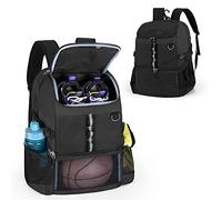 GOBUROS Basketball Bag, Soccer Equipment Bag with Ball & Shoe Compartment for Soccer Ball, Volleyball, Gym, Outdoor, Travel, Black