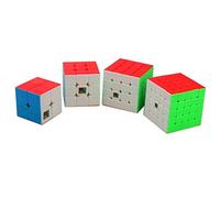 Gobus MoYu MoFangJiaoShi Cubing Classroom Meilong Series Magic Cube 2x2 3x3 4x4 5x5 Magic Cube Puzzle Cubes Set, Pack of 4 Puzzle Cubes Collection Gift Packing Set (Stickerless)