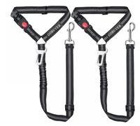 GoBuyer Dog Car Headrest Seat Belt 2 Pack for Pet Dogs Safety Harness Travel Accessories in UK, with Adjustable Heavy Duty Nylon and Anti Shock Elastic Bungee Buffer