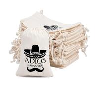 gobyhumm 10 Premium Organic Muslin Drawstring Bags 4x6 - Wedding Party Favor Set for Bachelorette Hangover Kits & Holiday Gifting | Reusable Double-Layer Unbleached Cotton Pouches (ADIOS)