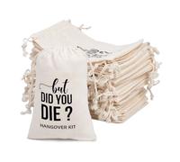gobyhumm 10Pcs 4x6 Organic Cotton Muslin Drawstring Bags,but DID YOU DIE? | Wedding Party Favor Set for Bachelorette Hangover Kits & Holiday Gifting Reusable Double-Layer Unbleached Cotton Pouches