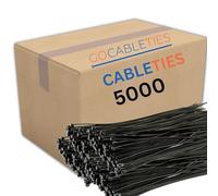 Gocableties Black Cable Ties, 200mm x 2.5mm, Bulk Pack of 5000, 8” Premium Nylon Zip Ties, Multi-Purpose Plastic Tie Wraps, Secure Self-Locking Mechanism, for Home, Garden, Office and DIY