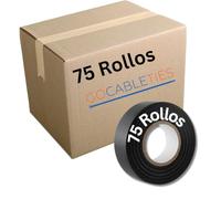Gocableties Black Electrical Tape, 19mm x 20m, Bulk Box of 75 Rolls, Strong Self-Adhesive PVC Insulation Tape for Insulating, Repairing and Protecting Electrical Wires