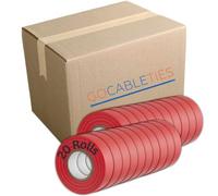 Gocableties Red Electrical Tape, 19mm x 20m, 20 Rolls of Strong Self-Adhesive PVC Insulation Tape for Insulating, Repairing and Protecting Electrical Wires