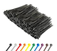 Gocableties Small Black Cable Ties, 100mm x 2.5mm, Bulk Pack of 1000, 4” Premium Nylon Zip Ties, Plastic Tie Wraps, Secure Self-Locking Mechanism, for Home, Garden, Office and DIY