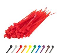 Gocableties Small Red Cable Ties, 150mm x 3.6mm, Pack of 100, 6" Premium Nylon Zip Ties, Plastic Tie Wraps, Secure Self-Locking Mechanism, for Home, Garden, Office and DIY