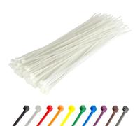 Gocableties White Cable Ties, 300mm x 4.8mm, Pack of 100, 12" Premium Nylon Zip Ties Clear/Natural, Multi-Purpose Plastic Tie Wraps, Secure Self-Locking Mechanism, for Home, Garden, Office and DIY