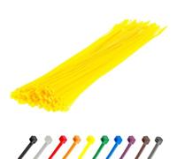Gocableties Yellow Cable Ties, 300mm x 3.6mm, Pack of 100, 12” Premium Nylon Zip Ties, Multi-Purpose Plastic Tie Wraps, Secure Self-Locking Mechanism, for Home, Garden, Office and DIY