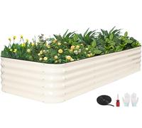 GoCampDriect 6IN1 Raised Garden Bed-240x90x42cm,Variable Shape,White | Galvanized Raised Garden Boxes Outdoor Corrosion Resistant | Metal Raised Garden Beds for Planting Vegetable, Herb,Fruits