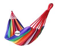 GOCAN Brazilian Single Hammock 1 Person Canvas 200X100cm Total Length 310cm Load 250kg Cotton Hammock for Patio Porch Garden Backyard Lounging Outdoor and Indoor (Full color)