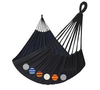 GOCAN Outdoor Hammock for 2 People, 220 x 150 cm, Total Length 330 cm, Load 300 kg, Canvas Cotton Hammock for Garden, Indoor, Children, Balcony, Black, XXL
