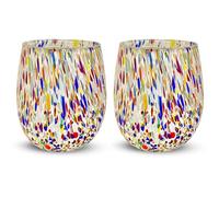 Gocce di Murano 2 Water Glasses Made According to the Tradition of Murano Artisans, Hand-Blown and Hand-Crafted Glass 300 ml - Rainbow Rain Glass Water Glasses