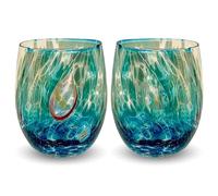 Gocce di Murano 2 water glasses worked according to the tradition of the artisans of Murano, glass blown and hand-worked 300 ml - water glasses rainbow glass rain