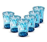 Gocce di Murano 6 Water Glasses Made According to the Tradition of Murano Artisans, Hand-Blown and Hand-Crafted Glass 300 ml - Rainbow Rain Glass Water Glasses