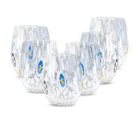 Gocce di Murano 6 Water Glasses Made According to the Tradition of Murano Artisans, Hand-Blown and Hand-Crafted Glass 300 ml - Rainbow Rain Glass Water Glasses