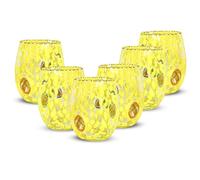 Gocce di Murano 6 Water Glasses Made According to the Tradition of Murano Artisans, Hand-Blown and Hand-Crafted Glass 300 ml - Rainbow Rain Glass Water Glasses