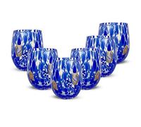 Gocce di Murano 6 Water Glasses Made According to the Tradition of Murano Artisans, Hand-Blown and Hand-Crafted Glass 300 ml - Rainbow Rain Glass Water Glasses