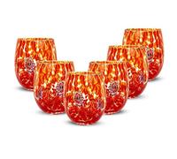 Gocce di Murano 6 Water Glasses Made According to the Tradition of Murano Artisans, Hand-Blown and Hand-Crafted Glass 300 ml - Rainbow Rain Glass Water Glasses