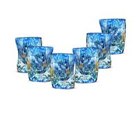 Gocce di Murano 6 Water Glasses Processed According to the Tradition of Murano Artisans, Hand-Blown and Hand-Crafted Glass 300 ml - Elegant and Precious Water Glasses