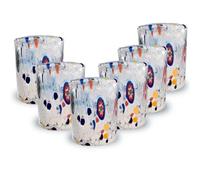 Gocce di Murano 6 Water Glasses Processed According to the Tradition of Murano Artisans, Hand-Blown and Hand-Crafted Glass - Elegant and Precious Water Glasses