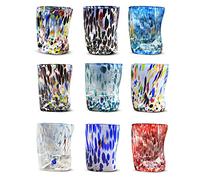 Gocce di Murano 6 Water Glasses Processed According to the Tradition of Murano Artisans, Hand-Blown and Hand-Crafted Glass 300 ml - Elegant and Precious Water Glasses