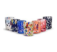 Gocce di Murano Set of 6 Rainbow Rainfall Liqueur Glasses Hand-Crafted According to the Tradition of the Artisans of Murano Coloured Elegant and Precious Pack of Glasses Made in Italy