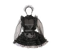GOceBaby Women Sissy Maid Black Organza See Though Long Sleeves Lockable Dress Costume (L)