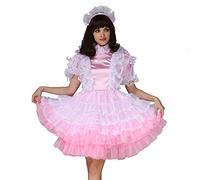 GOceBaby Women Sissy Maid Lockable Organza Light Pink Dress Costume Uniform Crossdress (L)