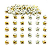 Gocelyn 100PCS 8mm Sunflower Beads Ceramic Round Porcelain Beads Flower Ceramic Spacer Beads for Jewelry Making Necklaces Bracelets Crafts Decoration