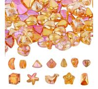 Gocelyn 100Pcs Orange Assorted Czech Glass Beads of 12-Style Shapes, Crystal Loose Beads for Jewelry Making DIY Crafts Bracelets Necklaces Pendants