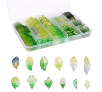 Gocelyn 120Pcs Czech Glass Leaf Shaped Beads Assorted Crystal Beads of Tree Leaves for Jewelry Making, Theme of Leaf-Shape Loose Beads for DIY Crafts Bracelets Necklaces Pendants