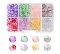 Gocelyn 160PCS 8mm Frosted Spray Painted Glass Beads, 8 Colors Matte Crystal Round Ball Loose Spacer Beads with Golden Foil for DIY Jewelry Making Bracelets Necklaces Earrings