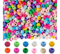 Gocelyn 2000pcs 6x9mm Pony Beads Bulk Mixed Macaron Color, Smooth Plastic Craft Candies Color Seed Beads with Big Hole for DIY Craft Kandi Jewelry Making Hair Braiding