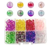 Gocelyn 320PCS 6mm Frosted Spray Painted Glass Beads with Golden Foil, 8 Colors Matte Crystal Round Ball Loose Spacer Beads for DIY Jewelry Making Bracelets Necklaces Earrings