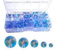 Gocelyn 360pcs Blue-Purple Gradient Round Gemstone Glass Beads for Jewelry Making, Smooth Round Crystal Spacer Loose Beads for Crafts Bracelets Necklaces Charms Pendants Friendship 4/6/8/10/12mm