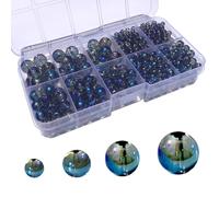 Gocelyn 520 PCS Round Crystal Glass Beads for DIY Craft Projects (Starry Blue), Glass Spacer Loose Beads for Crafts Charms Pendants 4/6/8/10mm