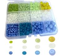 Gocelyn 825pcs Abacus Disk Shade Rondelle Loose Spacer Glass Beads of 4 Sizes for DIY Craft Gifts Bracelets Necklace Pendants Making Supplies(Color: Transparent/Blue/Green)