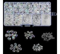 Gocelyn Clear Crystal Glass Faceted Beads of AB Color, Rondelle Faceted AB Assorted Supplies Spacer Loose Beads for Jewelry Making Findings Bracelets Pendants (2mm, 4mm, 6mm, 8mm, 10mm)
