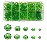 Gocelyn Crystal Glass Faceted Beads of AB Color (Green), Rondelle AB Crystal Beads Assorted Supplies Spacer Loose Beads for Jewelry Making Findings Bracelets Pendants (2mm, 4mm, 6mm, 8mm, 10mm)