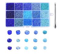 Gocelyn Glass Seed Beads of Random Shapes Blue Waist Mini Loose Beads for DIY Craft Jewelry Making Friendship Bracelet Making Summer Seaside Beading Weaving Clothes Decorations