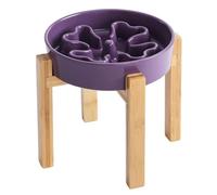 Gocess Slow Feeder,Ceramic-Slow Feeder Dog Bowls Elevated for Medium and Large Breed,3 Cups Slow Feed Dog Bowl with Stand,Purple