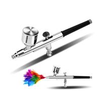 Gocheer Airbrush Kit AG130 - with 3 Nozzle Sets (0.2/0.3/0.5mm Needles, 40/20/7ml Fluid Cup Capacity, 2 Hose Connectors) for Cake Decorating, Tattooing, and Model Art