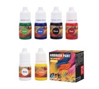 Gocheer Upgrade Airbrush Paint Set - 6 Colors, 5ml/Bottle, Water-Based Airbrush Paint Set, Ready to Spray Acrylic Air Brush for Metal, Plastic Models, Canvas
