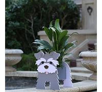 Gochoi Small Schnauzer Grey Gifts Dog Planter,PVC Animal Plant Pots Outdoor Indoor Garden Planters for Succulent,Cute Rectangular Plant Flower Pots Decor S Schnauzer Grey