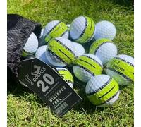 GOCHSS 2 Layer Surlyn Golf Balls Green Aiming Line 332 Dimples Low Spin Over 90 Feet Long Lasting Golf Balls for Amateurs, Juniors and Women - Pack of 20