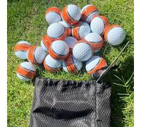 GOCHSS 2 Layer Surlyn Golf Balls with Orange Aiming Line 332 Dimples Low Spin Width Over 90 Feet Long Lasting Golf Balls for Amateurs, Juniors and Women - Pack of 20