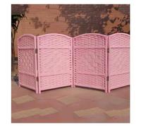 GOCHUSX Freestanding Folding Privacy Screen, 3/4/5 Panel Wooden Room Divider, Indoor Outdoor Movable Protective Separator Partition Decorative(Pink,60x30cm-4PCS)