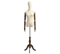 GOCHUSX Mannequin Body Woman Comes with Solid Wood Base, Female Dress Form with Adjustable Stand, Double Holes at The Bottom(S-H)