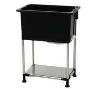 GOCHUSX Portable Floor Mop Sink, Freestanding Plastic Laundry Sink with Drain Kit, Single Bowl Wash Station for Balcony Bathroom Kitchen Restaurantsg(Black,60.5x40x80cm-A)