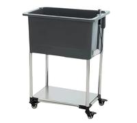 GOCHUSX Portable Floor Mop Sink, Freestanding Plastic Laundry Sink with Drain Kit, Single Bowl Wash Station for Balcony Bathroom Kitchen Restaurantsg(Gray,60.5x40x80cm-B)